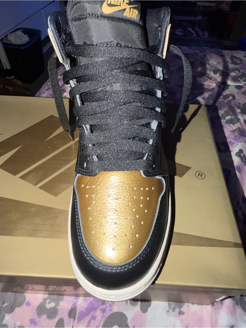 Nike Air Jordan 1 Mid Sneakers - Black/Gold - Picture 2 of 4